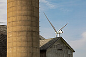 Wind turbine near a barn