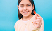 Girl with hearing aid
