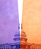 Capitol building divided into two, illustration