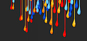 Drops of paints dripping down, illustration