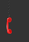 Emergency phone hanging upside down, illustration