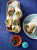Soft wraps with soy-ginger dip