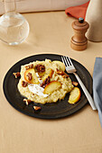 Jerusalem artichoke puree with roasted apples and nuts