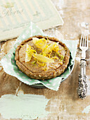 Apple pie with fresh cheese and citrus