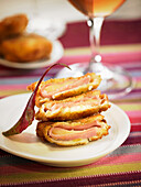 Fried ham with emmental cheese