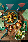 Dino eggs, lizard snack and jungle salad for the dino party