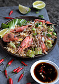 Thai fried rice with shrimp is reminiscent ofThe popular dish padThai, but here with rice instead of noodles