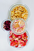 Edible flowers in jars
