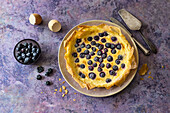Coconut semolina tart with blueberries (vegan)