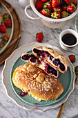 Bread roll with blueberry filling for breakfast