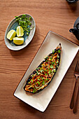 Burmese grilled aubergine with roasted peanuts