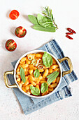 Fagioli all'uccelletto (bean dish, Tuscany, Italy) with fresh tomatoes