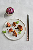 Duroc pork belly with red cabbage kimchi (Asia)