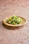 Green vegetable salad with romanesco cauliflower and wild cauliflower