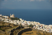Häuser am Hang, Ano Syros, bei Ermoupoli, Insel Syros, Kykladen, Ägäis, Griechenland