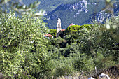 Blick auf Bergort Dimitsana, Arkadien, Peloponnes, Griechenland
