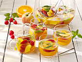 Bellini punch with fresh fruit
