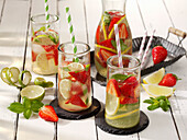 Strawberry lime lemonade with basil