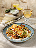 Greek orzo with chickpeas and baked feta