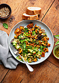 zucchini salad with fried chanterelles