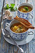 Czech garlic soup