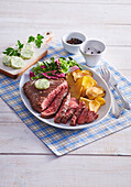 Flank steak with herb butter