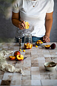 Preparing the peach margarita