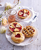 Strawberry mini pies with rhubarb