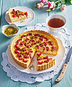 Sweet rhubarb and ricotta tart
