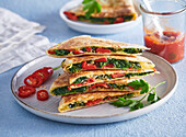 Spinach and pepper quesadilla