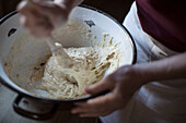 Stirring bread dough