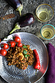 Eggplant is common in Persian cuisine, here in a mess with shrimp