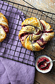 Blackberry Jam breakfast puff pastry with poppy seeds