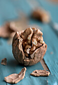 Walnut in a broken shell (Close Up)