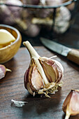 Garlic bulb close-up