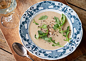 Creamy cannellini bean soup with rocket