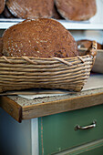 Freshly baked bread in a basket