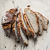 French country bread, partly sliced