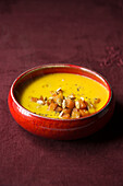 Pumpkin soup with apple and coconut, vegan