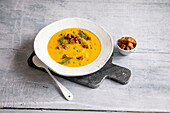 Carrot soup with ginger croutons