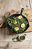 Quinoa mushroom pan with eggs