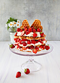 Strawberry wafer cake with soured cream