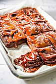Vegan brownies with ganache and salted caramel