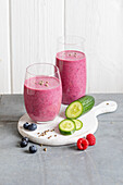Berry power drink with cucumber and beetroot