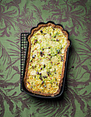Quiche with flowering chives