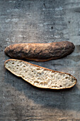 Wheat bread, halved