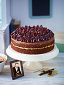 Chocolate chiffon cake with salted caramel butter cream