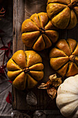 Fresh homemade Pumpkin Buns on a rustic table