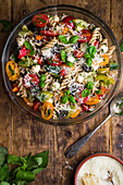 Italian pasta salad in a large bowl