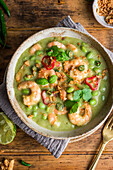 Bowl of prawn Thai green curry